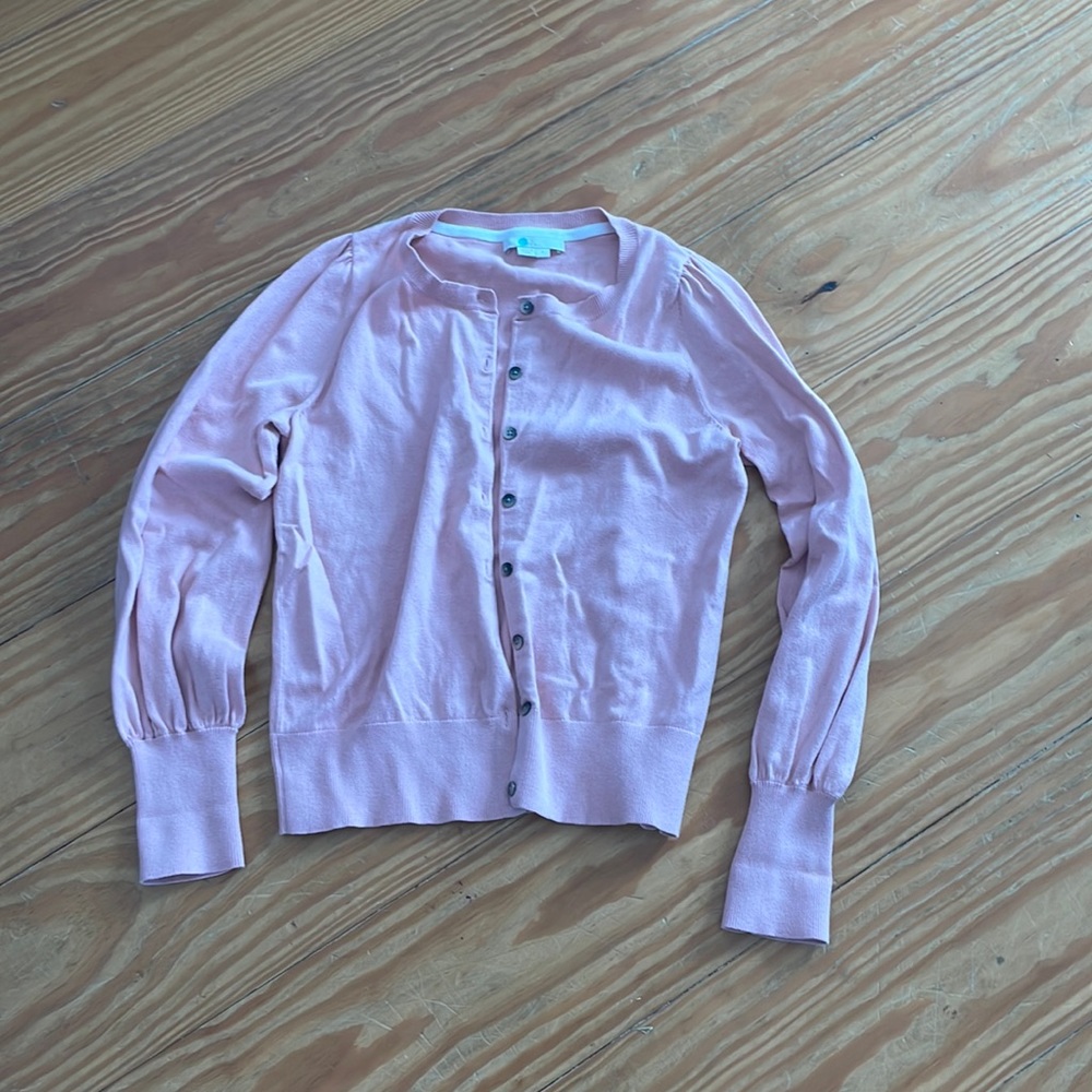 Boden pink cotton long sleeve cardigan size small